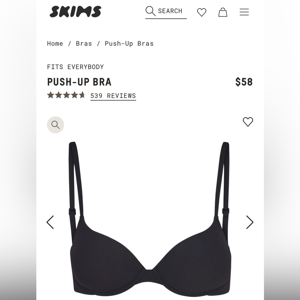 SKIMS Black Push-Up Bra